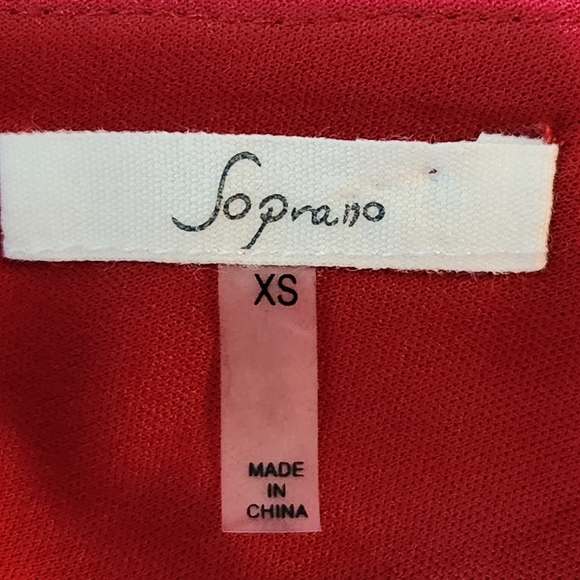 SOPRANO RED MINI CHIFFON DRESS SPLIT SLEEVES SIZE XSMALL - Picture 10 of 13